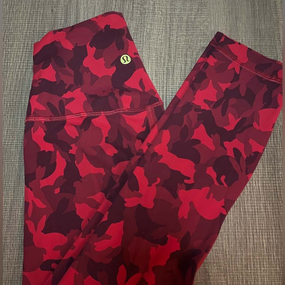 Lululemon Align High Rise Leggings Size 2 Lunar New Year Rabbit Camo Dark Red
